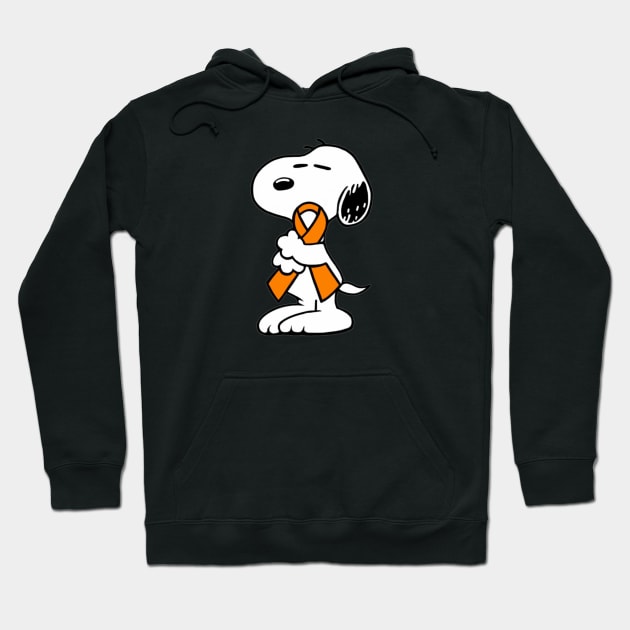 Dog Hugging an Awareness Ribbon (Orange) Hoodie by CaitlynConnor